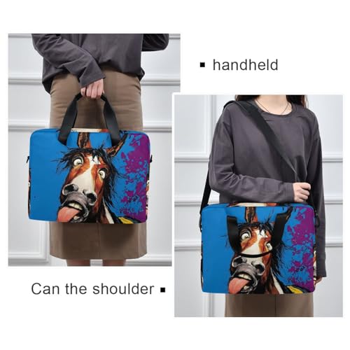 Maletín para laptop con diseño de caballo divertido y múltiples bolsillos miniatura 2