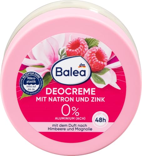 Balea Deo Creme 50 ml, Deodorant, effektiv, 48 h, ohne Aluminiumsalze, Himbeer- und Magnolienduft