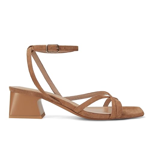 SOVANYOU Chunky Block Heels for Women Strappy Heeled Sandals Womens Wedge Sandals Opened Square Toe with Ankle Strap Casual Dressy Shoes2