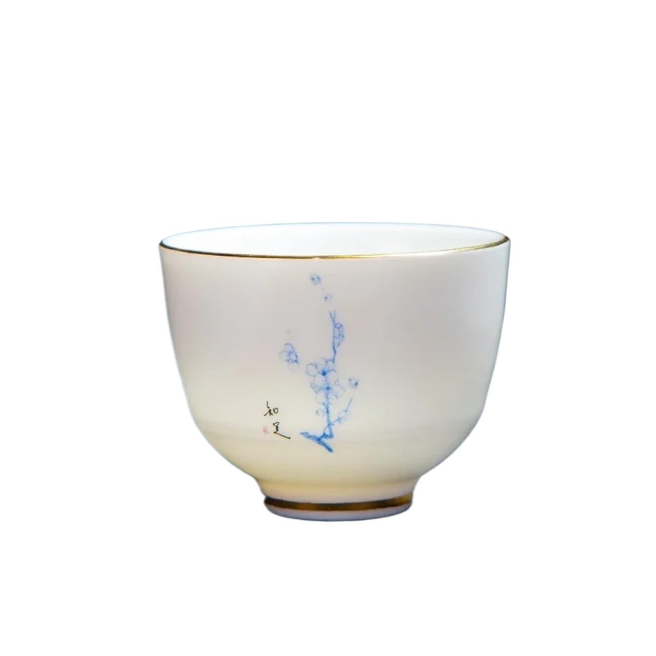 Taza infusora de té china hecha a mano de porcelana blanca, taza de té portátil para viaje, juego de té para casa boutique, accesorios de taza principal, taza personal (A5-6,5 x 5 cm, 75 ml)
