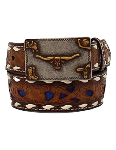 3d Boys Belt 1 1/4 Pierced Overlay Buck Lacing Brown