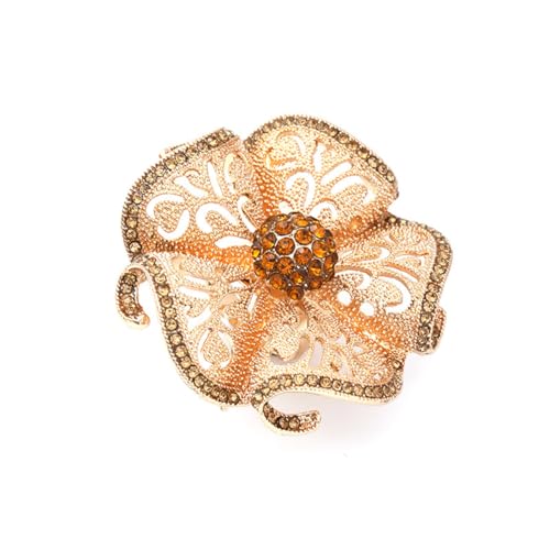 Vintage CZ Camellia Flower Promise Ring for Women Gold-Toned Blue Cubic Zirconia Cluster Wave Leaf...