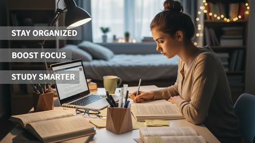 Image of ᵀᴹ Solid Wood Pen & Pencil Holder | Modern Desktop Organizer for Office & Home | Stylish Stationary Holder, Makeup Brush Organizer | Ideal Office Accessory & Gift