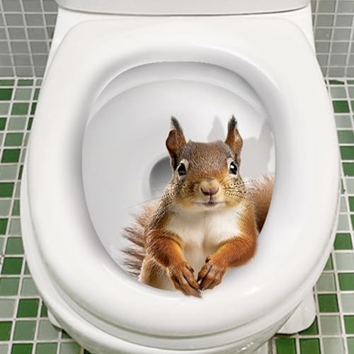 Ipewoef US-XH-0127 1Pcs 3D Cartoon Squirrel Toilet Sticker Creative Squirrel Toilet Lid Decal Funny Toilet Seat Lid Sticker Novelty Toilet Seat Decals Waterproof Self-Adhesive Toilet Seat Stickers Toilet Lid Stickers thumb #2