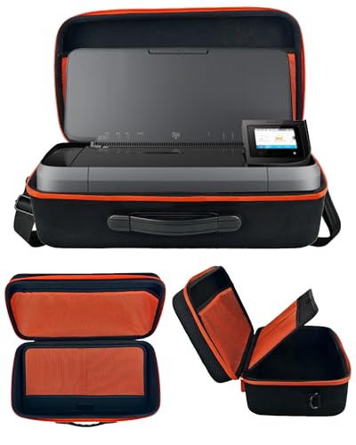 Carrying Case for Liene PixCut S1 Color Sticker Printer Cutting Machine, Also for HP OfficeJet 250 Mobile All-in-One Portable Printer (CZ992A) Travel Bag with Shoulder Strap Hard Shell - Black-Red