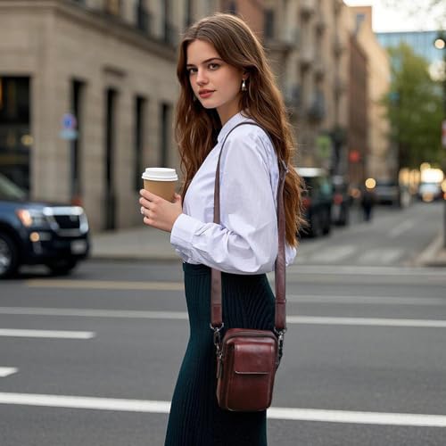 Image of Small Leather Crossbody Bags for Women Mini Messenger Bag for Men Purse Shoulder sling bag
