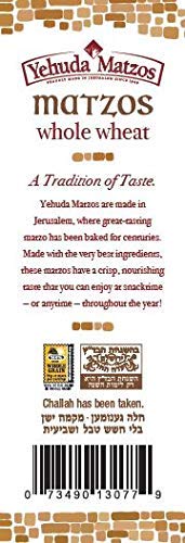 Yehuda Whole Wheat 10.5 oz Matzo Thins (3 Pack) Jerusalem Baked, Thin, Crisp & Delicious! Kosher for Passover