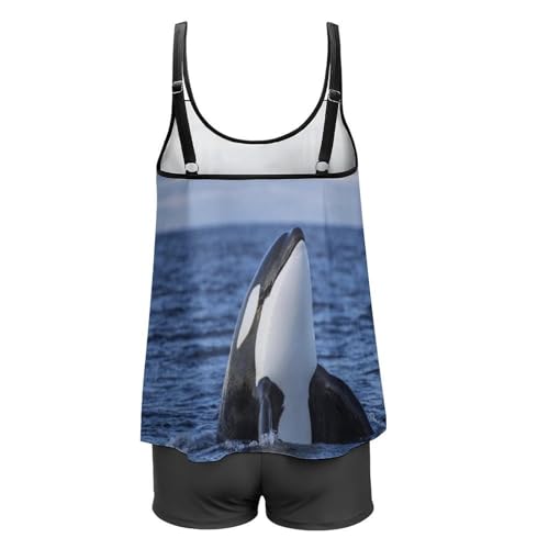 Trajes de baño para mujer estilo tankini orca con shorts para playa 7