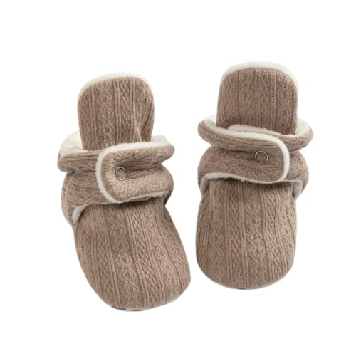 Image of ohsofy Newborn Baby Cotton Booties Stay On Slipper Winter Warm Soft Shoes Non-Skid Infant Ankle Boots Crib Shoes