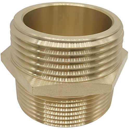 RosyOcean 1-1/2 Zoll NPT männlich x 1-1/2 Zoll NST (NH) männlich, Messing Sechskant-Nippelverschraubung, Feuerausrüstung, Sechskantnippel Feuerschlauch-Adapter Cover