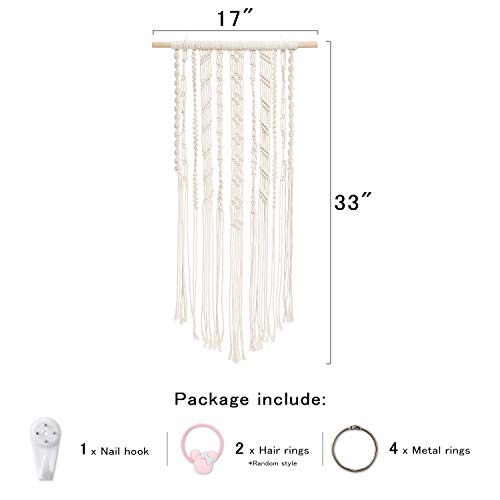 Dahey Support A Cheveux En Macrame Avec Nœud Pour Barrettes A Cheveux Bandeau De Rangement Pour Chambre De Bebe Fille Decoration Murale Boho 43 X 84 Cm Clips Et Autres Accessoires Non