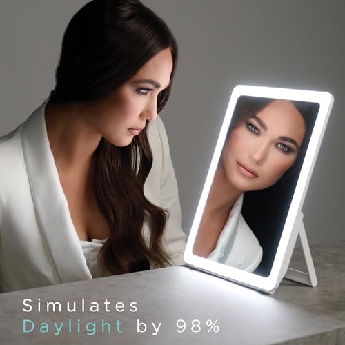 Espejo de maquillaje rectangular LED recargable portátil miniatura 5