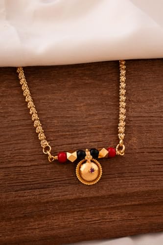 Image of Radha's Creations Women's 1 Gram Gold Plated Copper Mangalsutra with Chain 24 inch and Vati Tanmaniya