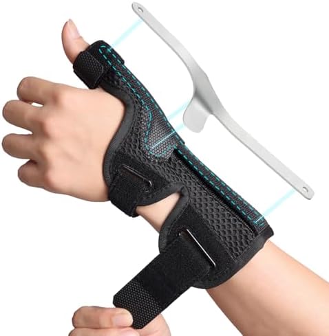 DrFinger Thumb Brace Spica Splint for Right & Left Hand, De Quervain's Tenosynovitis Splint, Breathable Wrist & Thumb Stabilizer, for Trigger Thumb, Arthritis, Tendonitis, Men and Women -Black (S/M)