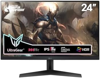 LG Electronics LG UltraGear™ 24GN60R-B Ecran PC Gaming 24' - dalle IPS résolution FHD (1920x1080), 1ms GtG 144Hz, HDR 10, sRGB 99%, AMD FreeSync Premium, inclinable