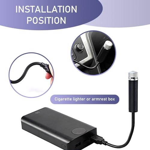 UGSHY 1 PC Car Roof Star Sky Projection Light, 360° Adjustable Pattern Romantic Atmosphere Decoration Light, USB Plug-and-Play Mini Portable Night Light, Universal for Car, Camping Party (Purple)