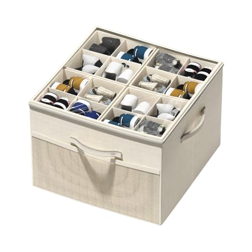Image of Aokeyee Shoe Organizer for Closet,Foldable Shoe Storage Organizer Box Bin with Adjustable Dividers and Clear Cover, Fits up to 16 Pairs