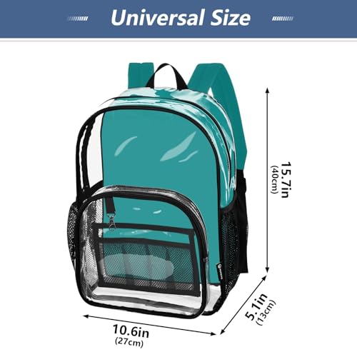Travel Clear Bags for Women Cyan Teal Blue Boys Backpacks for Girls Approved Transparent Bag4