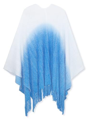 Urban CoCo Women's Color Block Shawls and Wraps Open Front Poncho Cape with Fringes2