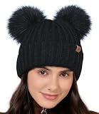 Creekstone Bommelmütze Damen Mädchen, Beanie Wintermütze mit...