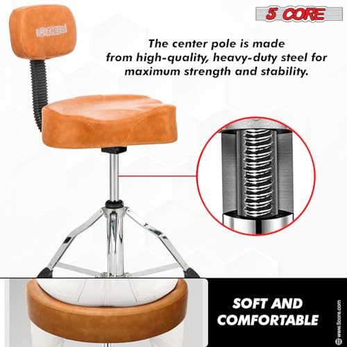 5 Core DS CH BR REST Drum Throne With Backrest Adjustable Guitar Chair Thick Memory Foam Saddle Seat Removable Motorcycle Style Drum Stool thumb #6