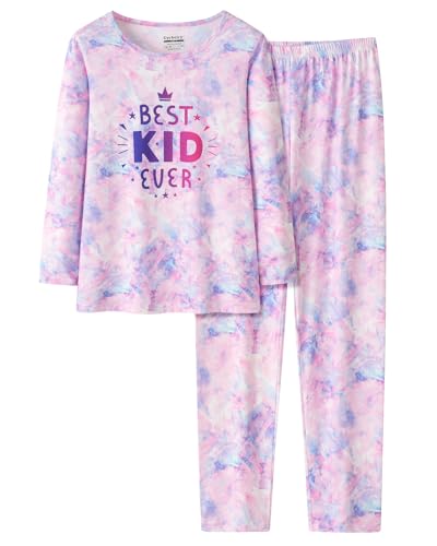 Image of Tie Dye Mermaid Sloth Christmas Halloween Pajamas for Girls Long Sleeve and Pants Nighty PJS 2-piece Set Size 6-16