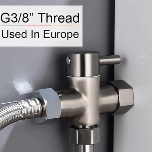 Válvula de bidé de latón macizo cromado y adaptador de 3/8 para inodoro 7