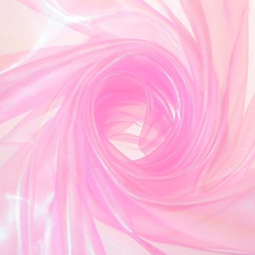 Organza transparent brillant uni rose foncé pour loisirs créatifs