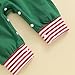DNOMAID YZARC My 1st Christmas Baby Boy Outfit Stripe Long Sleeve Romper Embroidery Overalls Pants Santa Hat Clothes Set (Green, 3-6 Months)