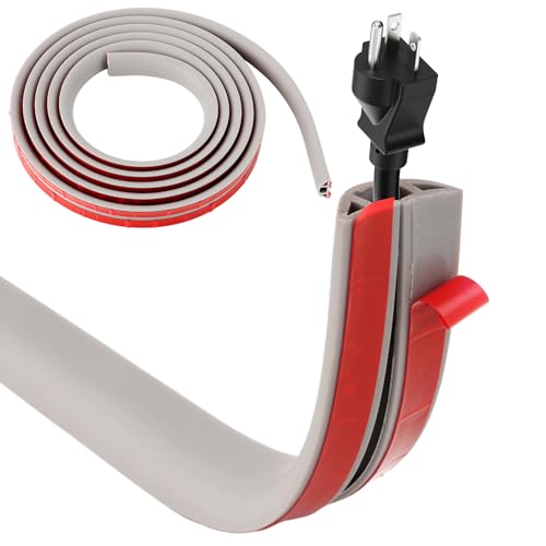 LOLYSIC 2 unidades de canaletas para cables, suelo 3 m x 30 mm x 10 mm, autoadhesivas, flexibles, protección para cables, gris, canal de cable, suelo, suelo, cubierta perfecta para el suelo para