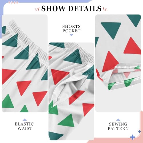 ZZKKO Christmas Red Green Triangle Boys Pants for Kids Jogger Pants with Pockets S-XL4