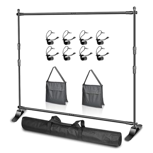 Emart 10 x 8ft (W X H) Photo Backdrop Banner Stand - Adjustable Telescopic Tube Trade Show Display Stand, Step and Repeat Frame Stand for Professional Photography Booth Background Stand Kit