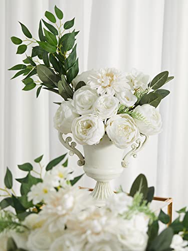 Misspin Wedding Artificial Flowers Box Set For Diy Wedding Bridal Bouquets Fake Peony Flowers Centerpieces Arrangements Party Baby Shower Home Decorations (Cream White) #TOP2