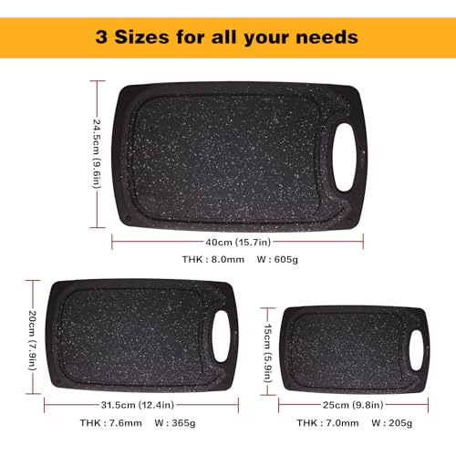 Set de 3 tablas de cortar rectangulares de plástico negro miniatura 5