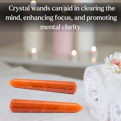 Image of Certified Red Aventurine Crystal Wand - Pointed Crystal Wand for Energy Healing, Chakra Balancing, Meditation and Home Decor - Crystals and Healing Stones for Gift