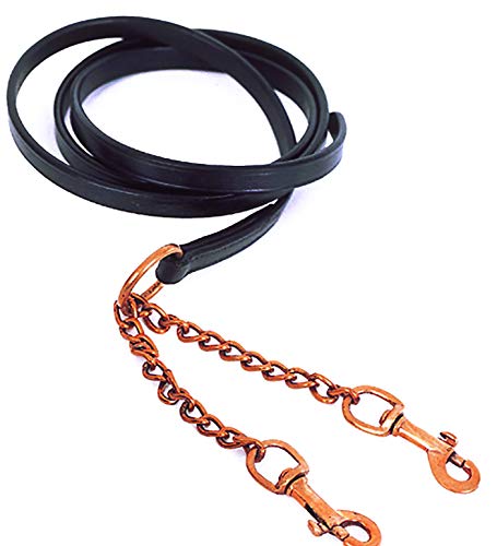 Heritage English Leather Lead And Chain in Black or Havana Black, One Size