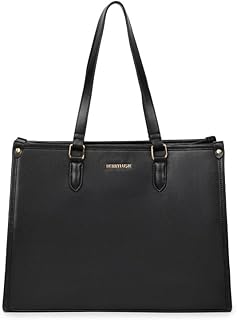 Berrylush Women Solid Tote Bag | PU Synthetic Leather Two Handle Handbag | Spacious Zip Closure Shoulder Bag with Inner Po...