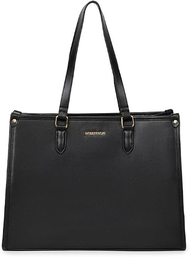 Berrylush Women Solid Tote Bag | PU Synthetic Leather Two Handle Handbag | Spacious Zip Closure Shoulder Bag with Inner Po...