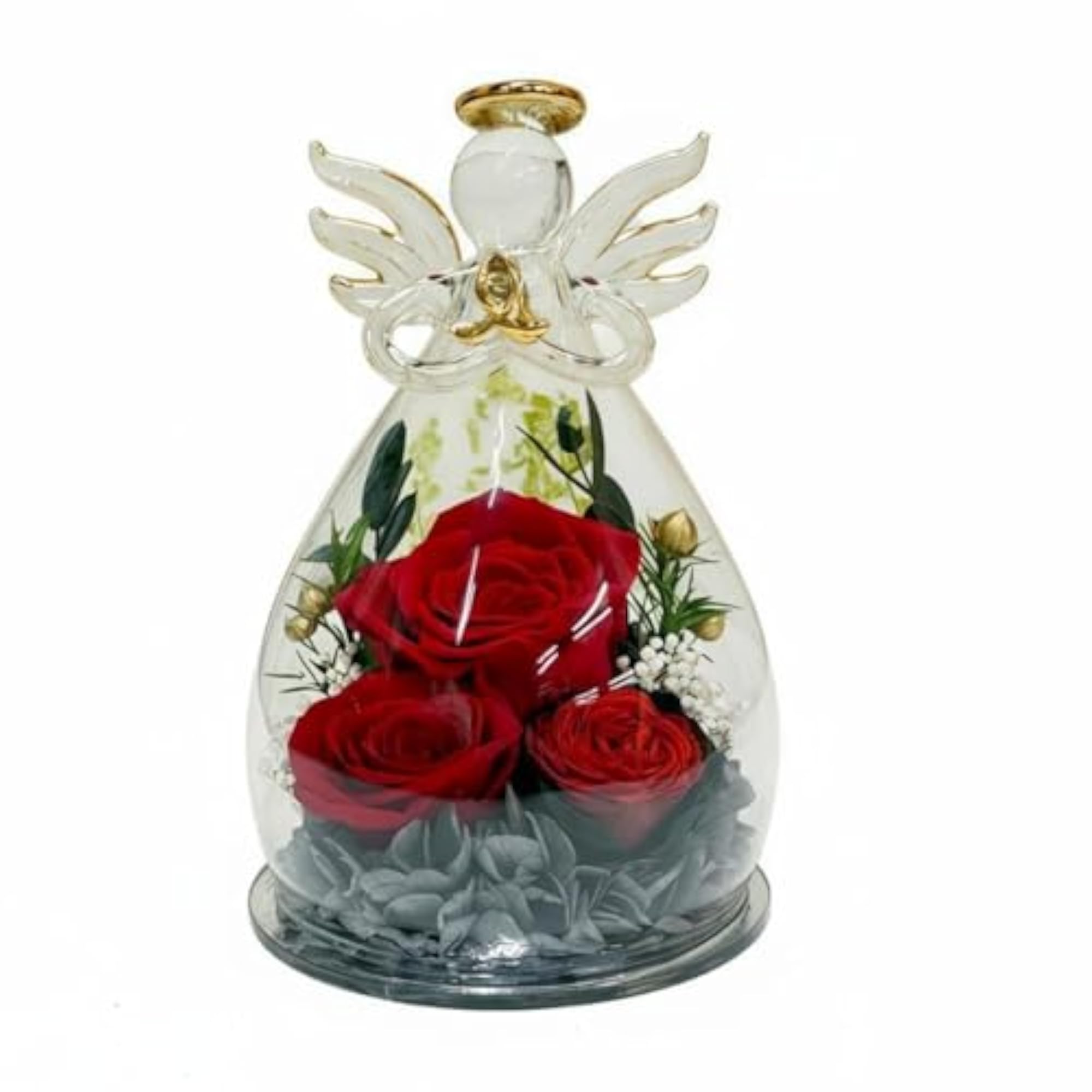Angel Glass Dome with Roses, Everlasting Floral Display