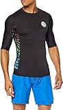 Corte de calidad Rip Curl Team Aggro S/SL UV tee Lycra Hombre, Hombre, Licra, WLE9BM, Negro y Gris, Small