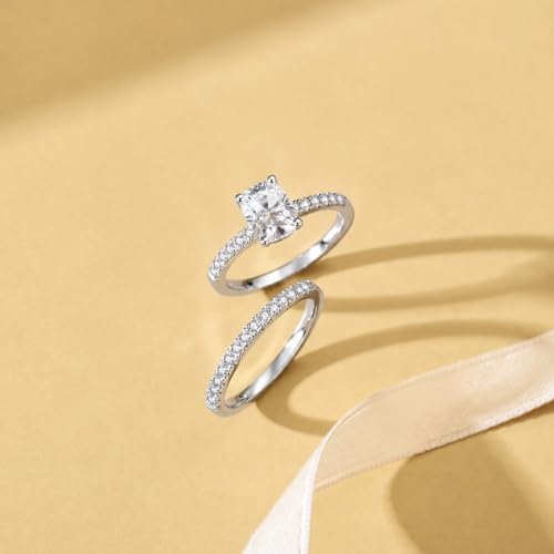 Image of Moissanite Wedding Ring Sets for Women Bridal Ring Set D Color VVS1 Different Cut Engagement Rings S925 Sterling Silver Promise Rings for Wife
