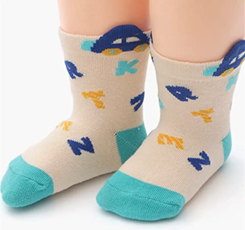 Image of Freshfoot Organic Cotton Ankle Length Anti Slip Socks For Baby With Grip 0-36 Months-Cartoon, Multicolored