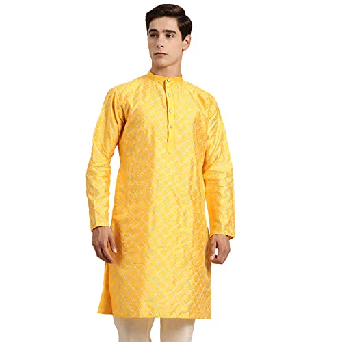 Image of SOJANYA Men's Silk Intricate Multi-Thread Embroidered Long Kurta | Ethnic Wear for Festive & Wedding