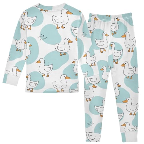 Pajama Sets Long Sleeve Ducks on Blue Backgrounds Soft Comfy Sleepwear 2 Piece PJS 3-8T3