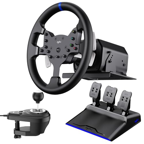 PXN V99 Force Feedback Lenkrad mit Pedalen und Schalthebel - Wie Neu - Rennlenkrad - 270°/900° Gaming Lenkrad für PC, Xbox One, Xbox Series X|S und PS4, 3,2Nm Rennlenkrad mit Hall-Pedalen