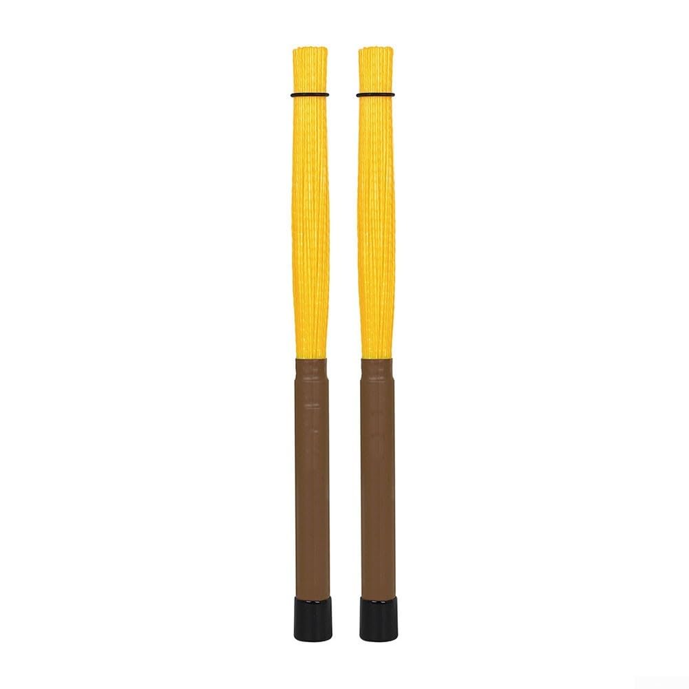 Spazzole per batteria pronte ad alte prestazioni per stili jazz, presa sicura, migliora la messa a fuoco del ritmo durante il gioco (giallo marrone)