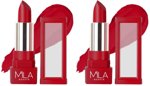 Image of MILA BEAUTE Matte Lipstick | Highly Pigmented & Lightweight Formula | Matte Finish | Gives Full Coverage | Shade - (Pack of 2)