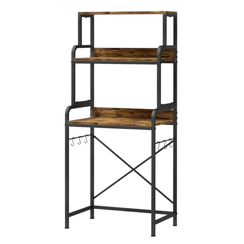Image of MILEFA 4-Tier Mini Fridge with Storage,Mini Fridge Shelf,Microwave Stand with Storage,Bakers Rack with Storage Shelf,Microwave Oven Stand with,Mini Fridge for Dorm