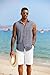 COOFANDY Men's Cotton Linen Tank Top Shirts Sleeveless Button Down Shirts Cool Sleeveless Shirts Dark Blue Grey