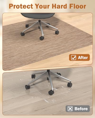 Image of Blvornl Office Chair Mat for Hardwood Floor, 35.4 inch*47.2 inch Desk Computer Chair Mat for Hard Wood, Large Anti-Slip Hard Floor Protector Rolling Chair Mat, PVC Mat Desk Rug for Office and Home Red Brown